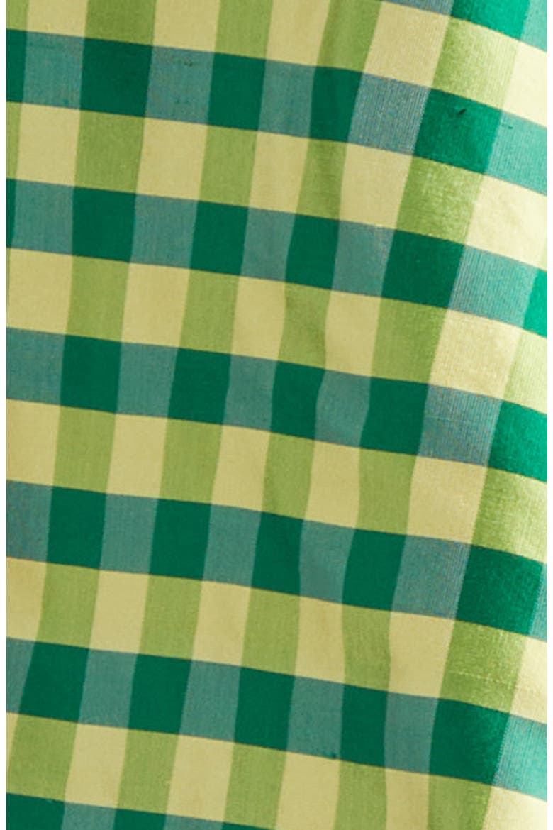 Gingham Check Silk Taffeta Poncho, Alternate, color, GINGHAM GREEN YELLOW