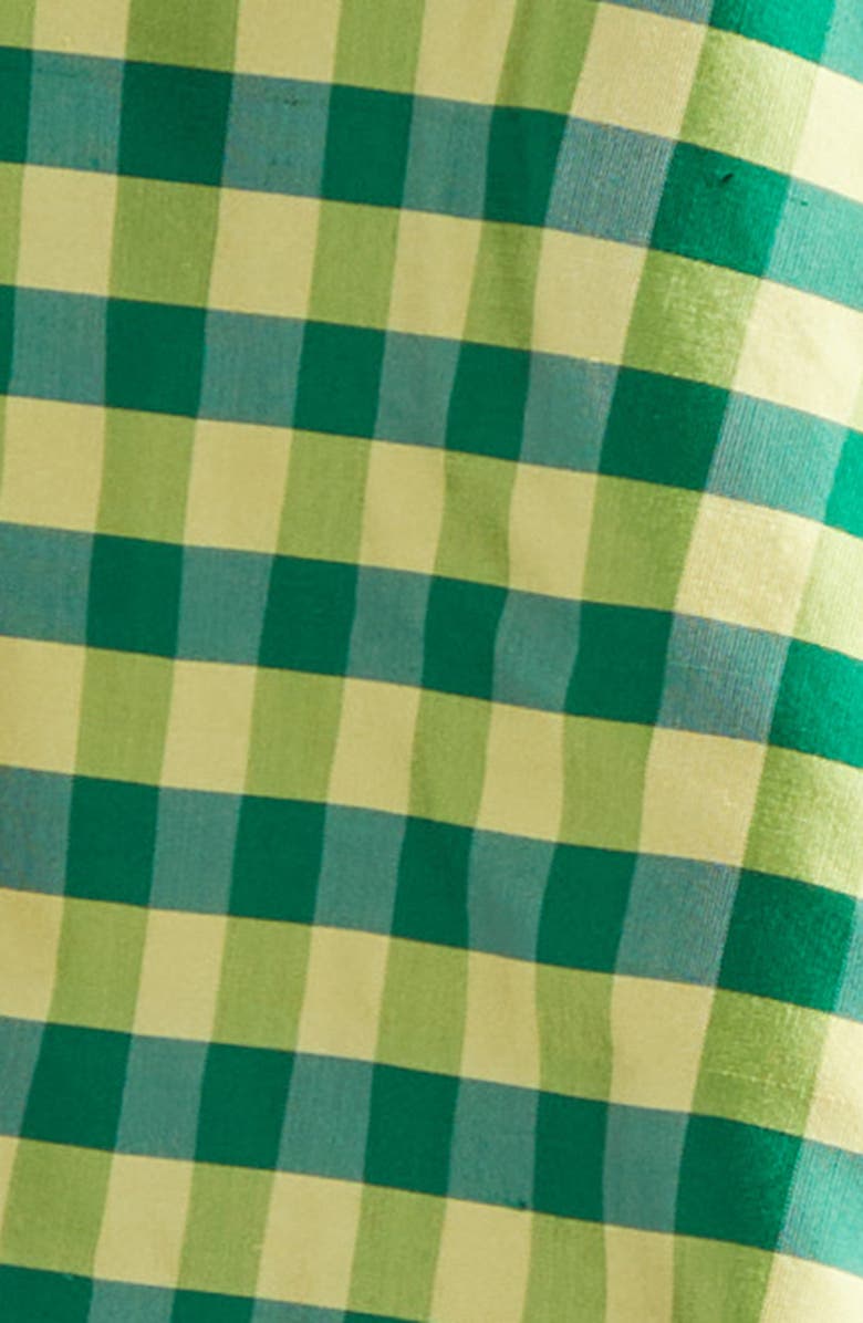 COMING OF AGE Gingham Check Silk Taffeta Poncho, Alternate, color, Gingham Green Yellow