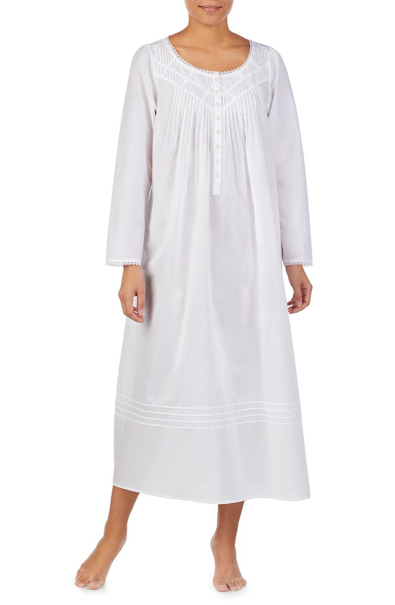 Eileen West Long Sleeve Nightgown, Main, color, Solid White