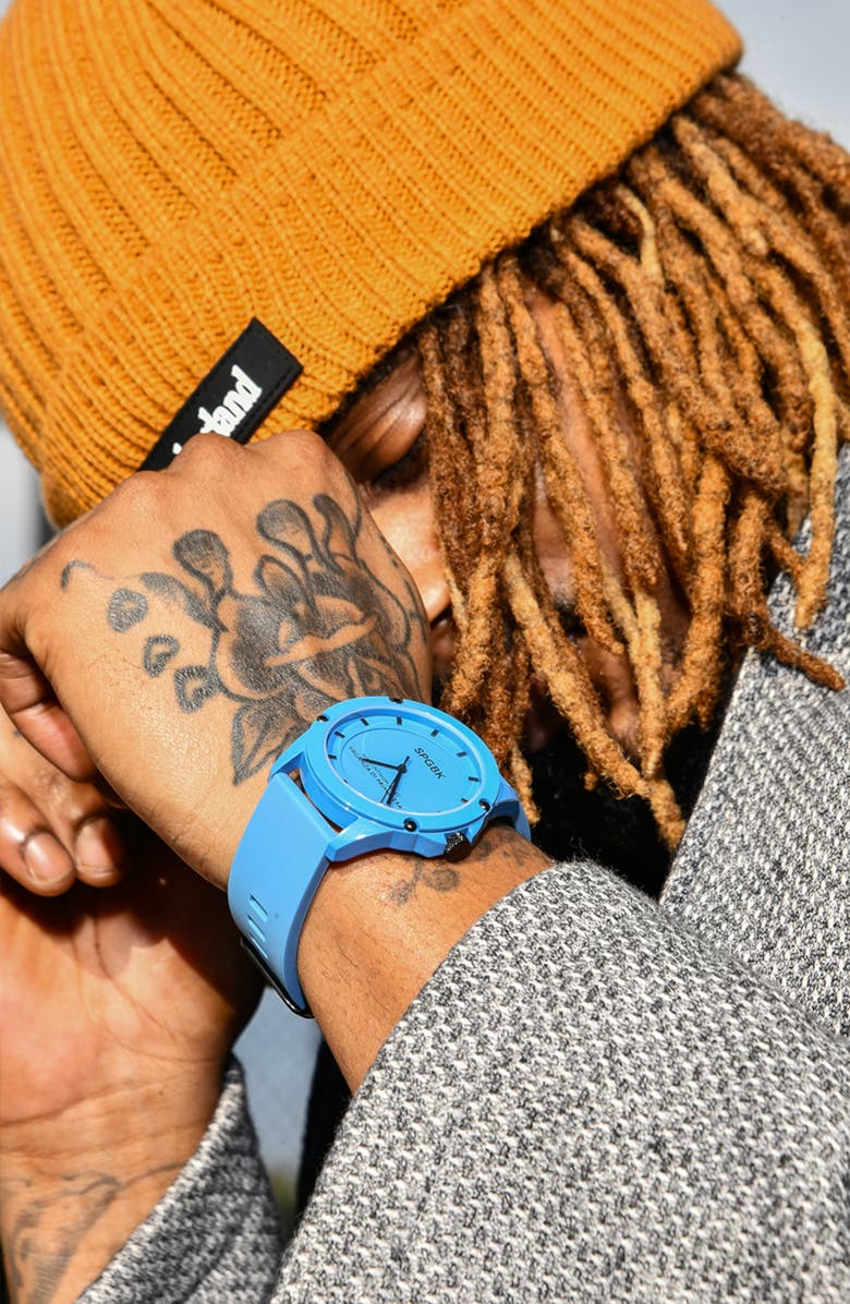 SPGBK Watches Westover Silicone Strap Watch, 34.5mm, Alternate, color, Blue