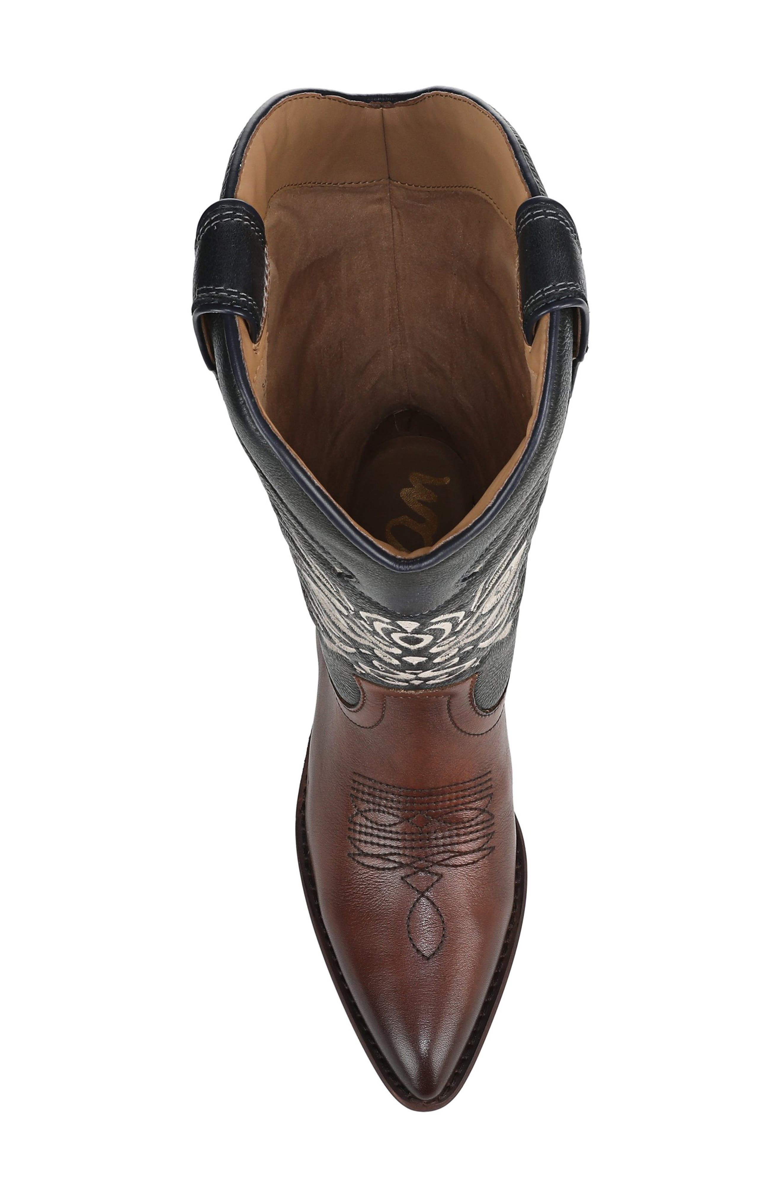 Sam Edelman Robbie Western Boot, Alternate, color, Luxe Brown/ Midnight Blue