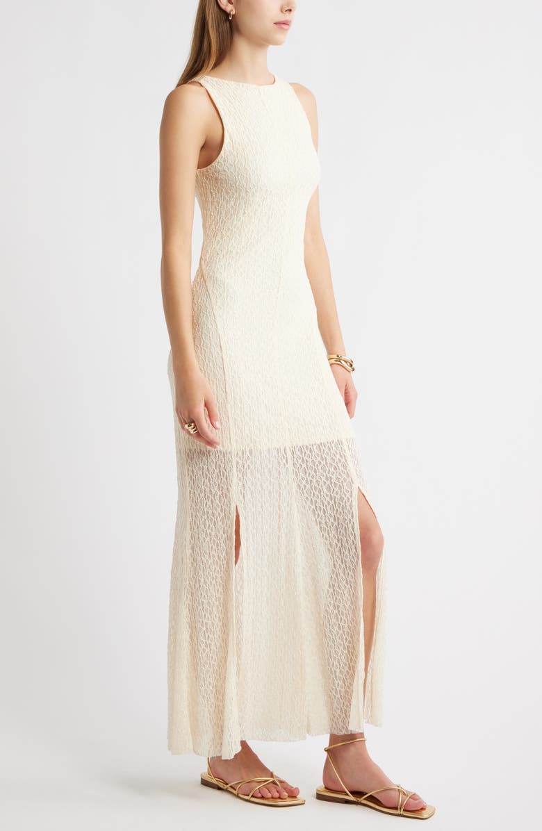 Open Edit Sleeveless Lace Maxi Dress, Alternate, color, Ivory Dove