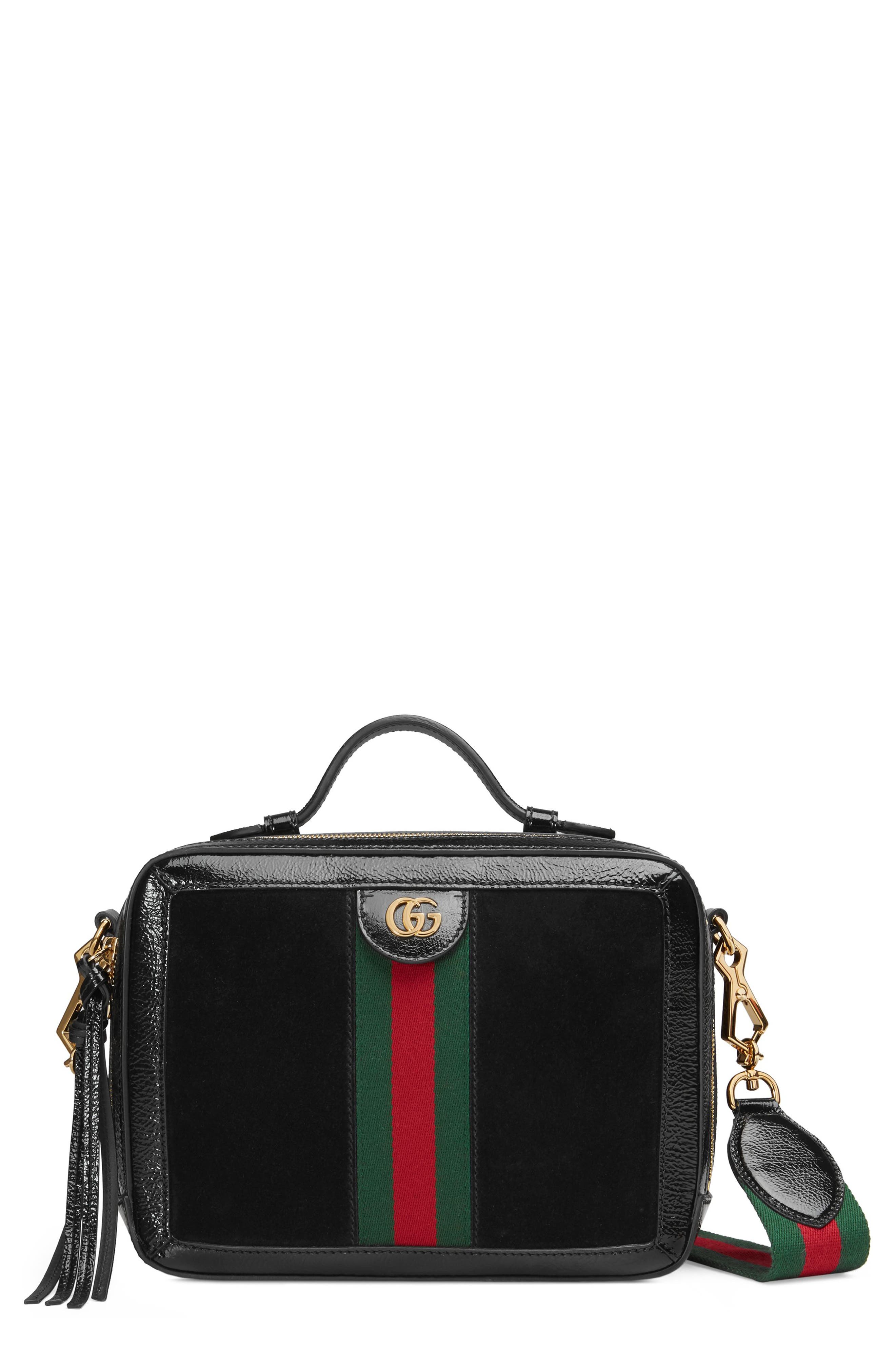 Gucci Ophidia Suede & Leather Top Handle Bag, Main, color, 