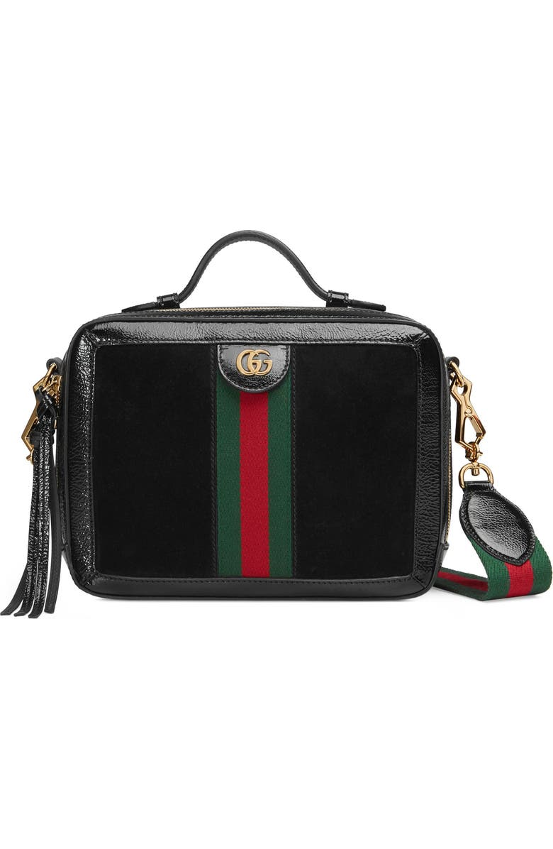 Gucci Ophidia Suede & Leather Top Handle Bag, Main, color,