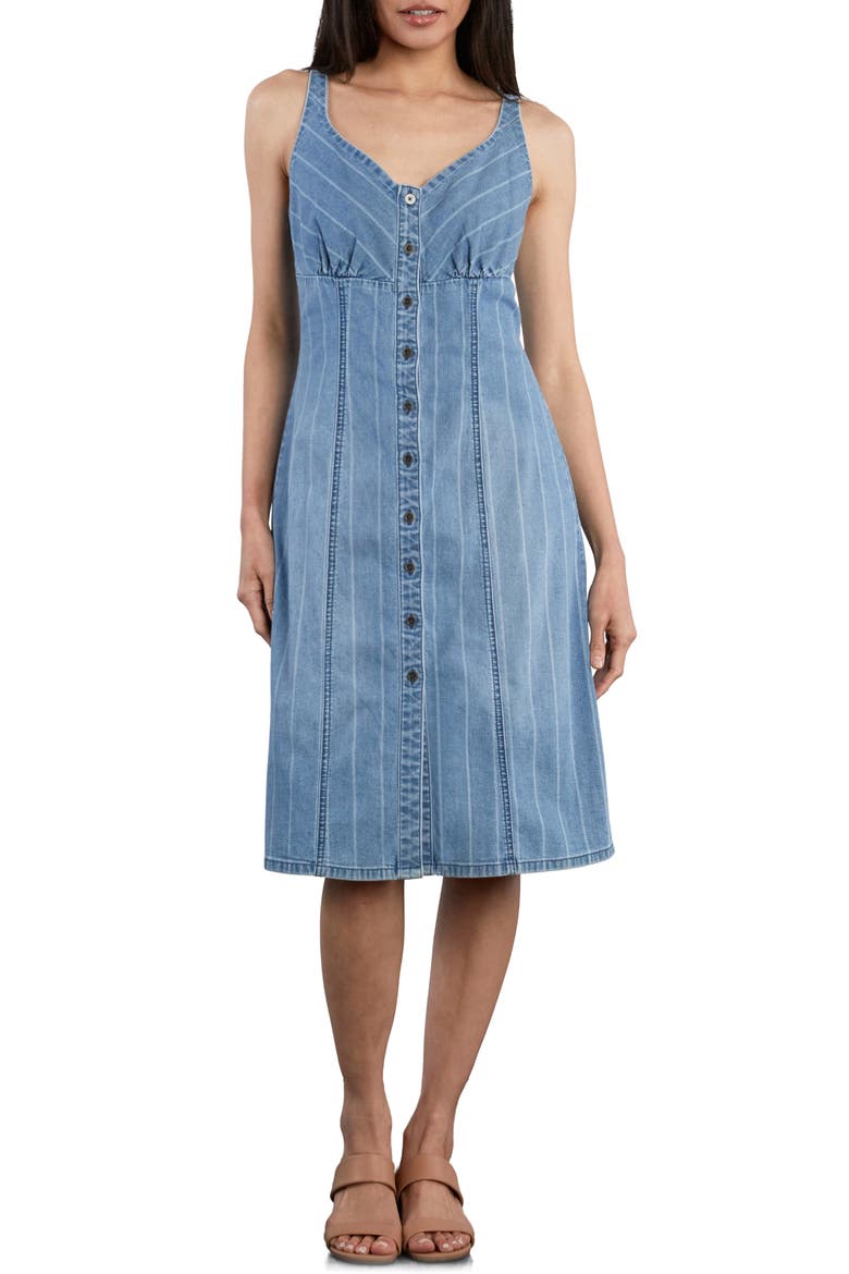 True Blue Sleeveless Denim Dress, Main, color, WASHED TIDE STRIPE