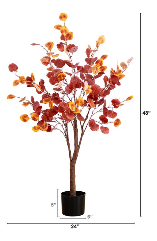 Nearly Natural 4ft Prelit Autumn Eucalyptus Tree In Red