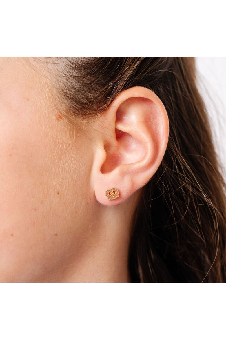 Soft Pretzel Stud Earrings, Alternate, color, Brown
