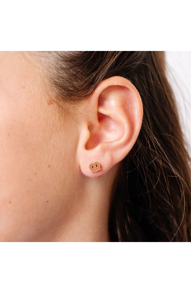 Pip Pop Soft Pretzel Stud Earrings, Alternate, color, Brown