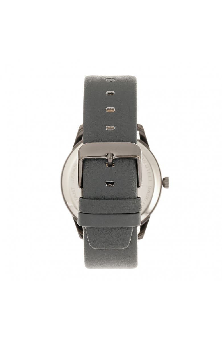 SIMPLIFY The 6300 Leather-Band Watch, Alternate, color, Charcoal