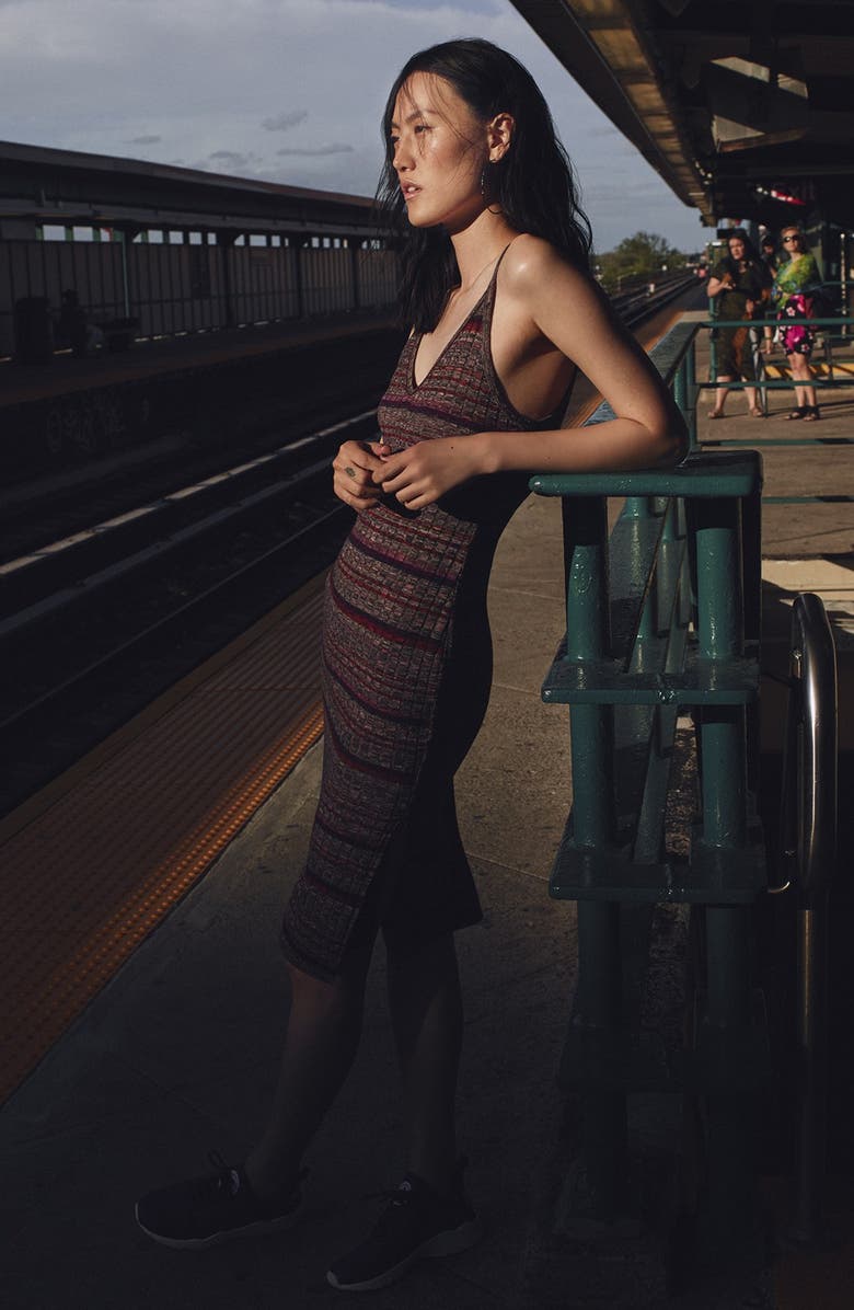 All in Favor Space Dye Rib Knit Midi Dress, Main, color, 