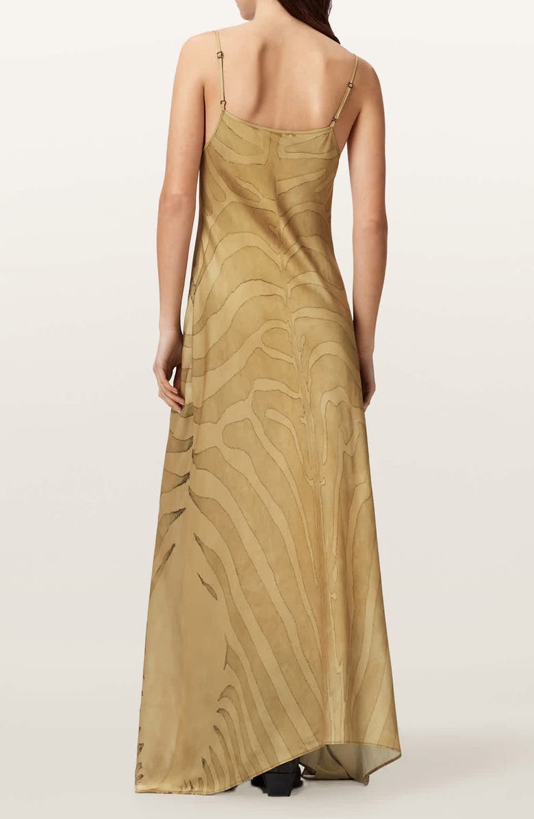 AllSaints Leona Handkerchief Hem Maxi Slipdress, Alternate, color, Zebra Sand Gold