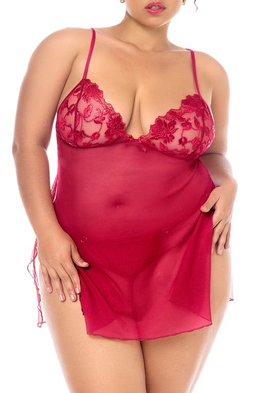 Mapalé Mapale Babydoll Chemise & G-string Set In Pink