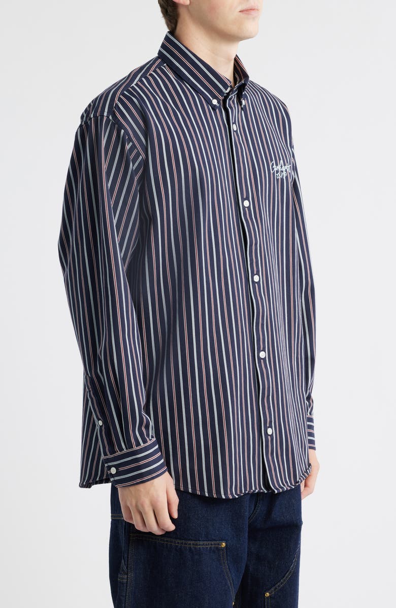 Carhartt Work In Progress Palance Stripe Cotton Button-Down Shirt, Alternate, color, Blue Stripe