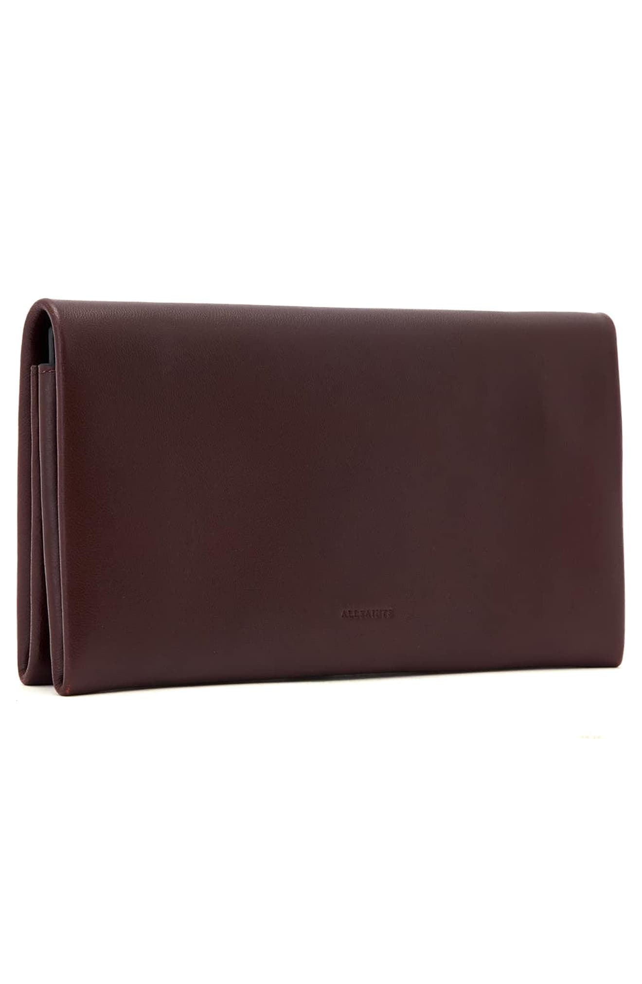 Harluna Leather Clutch, Alternate, color, BURGUNDY RED