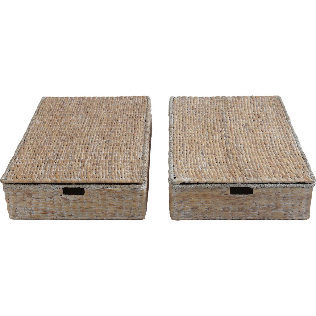 Happimess Holden 30" Classic Costal Hand-woven Hyacinth Wicker Under Bed Storage Basket With Lid In Brown