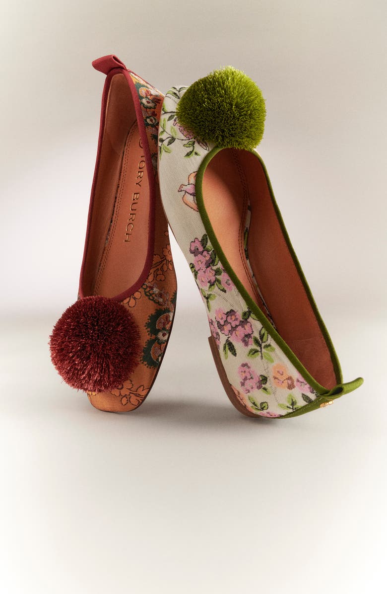 Tory Burch Pompom Ballet Flat, Alternate, color,