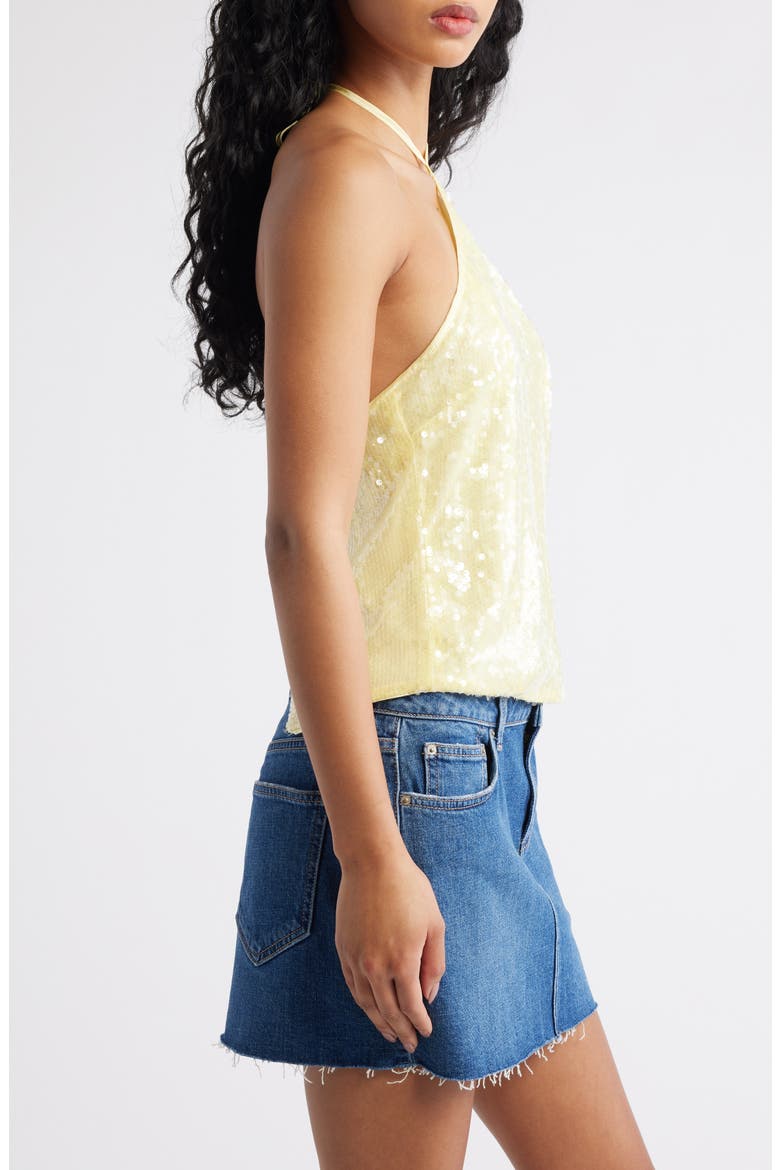 Sun Salutations Sequin Halter Top, Alternate, color, YELLOW