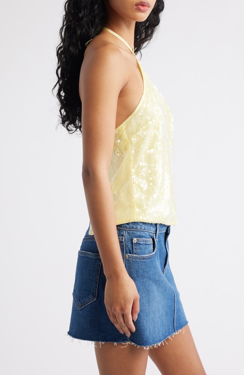 Princess Polly Sun Salutations Sequin Halter Top, Alternate, color, Yellow