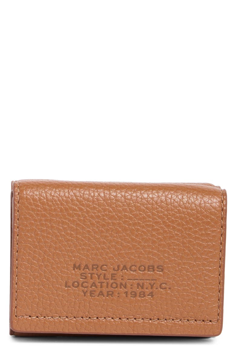 The Medium Leather Trifold Wallet, Main, color, ARGAN OIL