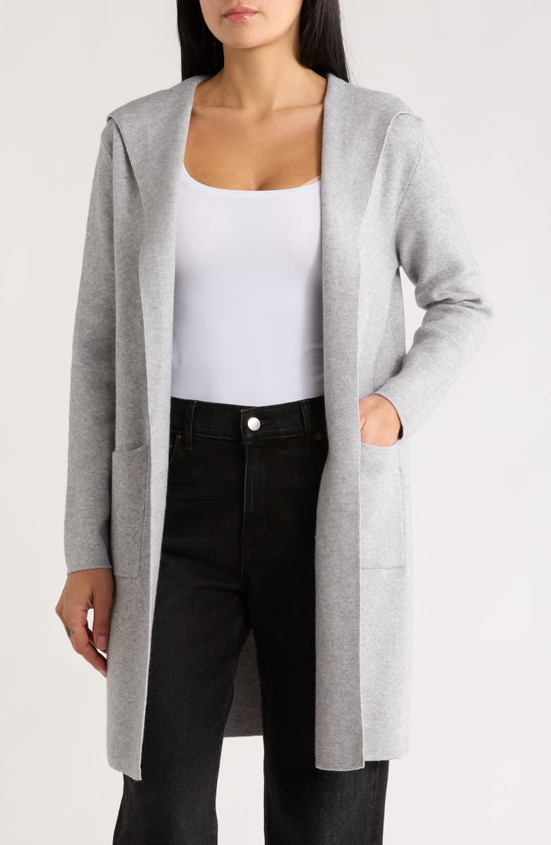 Love Token Jennifer Hooded Longline Cardigan, Main, color, Grey