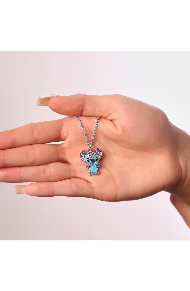 Disney Lilo & Stitch Pave Crystal Pendant Necklace, Alternate, color, Silver, Blue