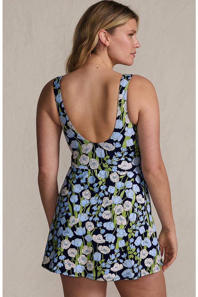 Side Tie Mini Swim Dress Swimsuit, Alternate, color, Deep Sea Navy Poetic Floral
