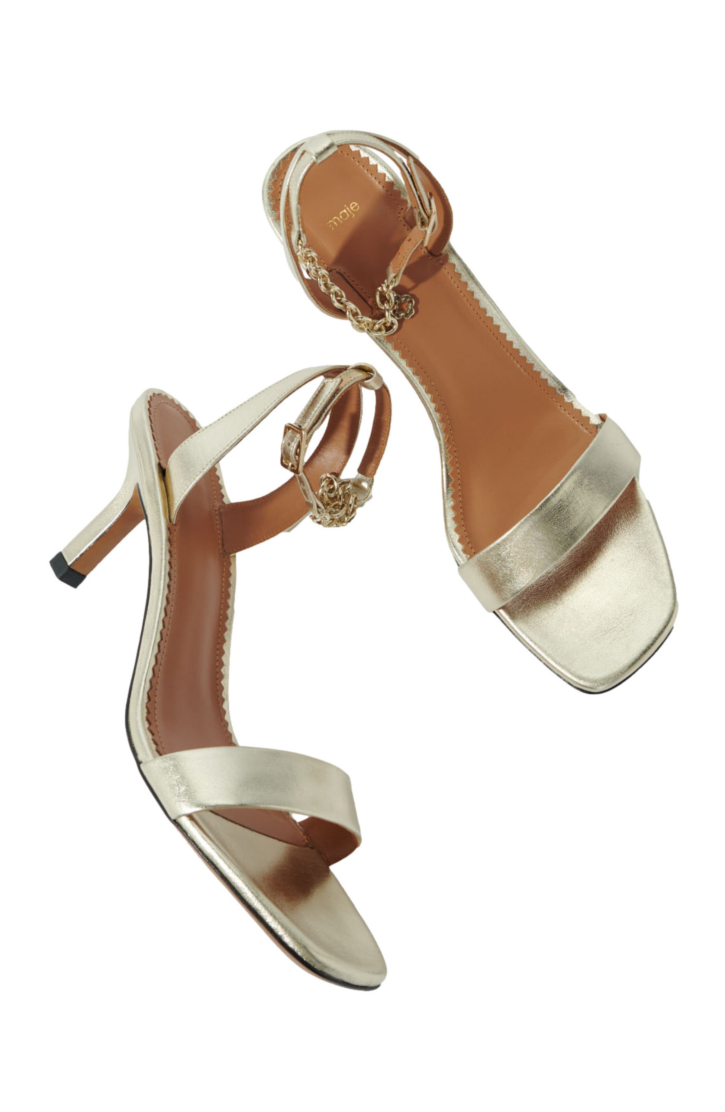 Gold metallic leather sandals, Alternate, color, Light gold