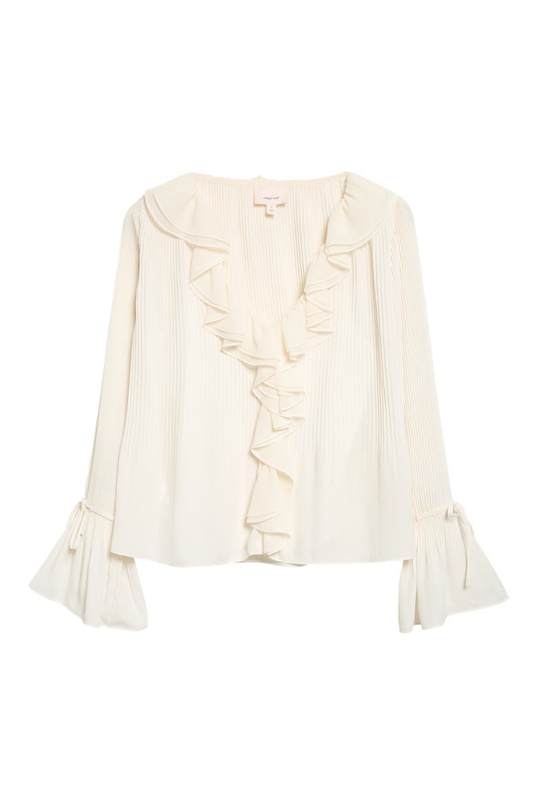 Nixen Pleated Ruffle Top, Alternate, color, IVORY