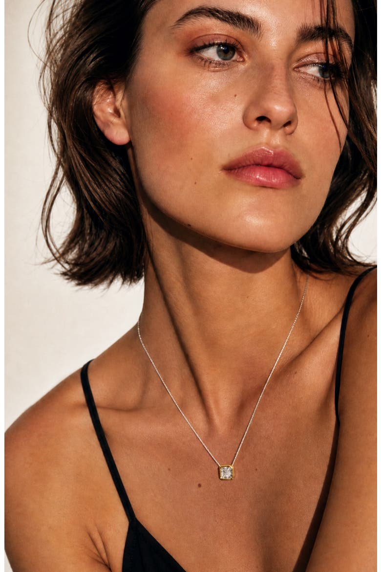 Luna Cubic Zirconia Pendant Necklace, Alternate, color, GOLD/ SILVER