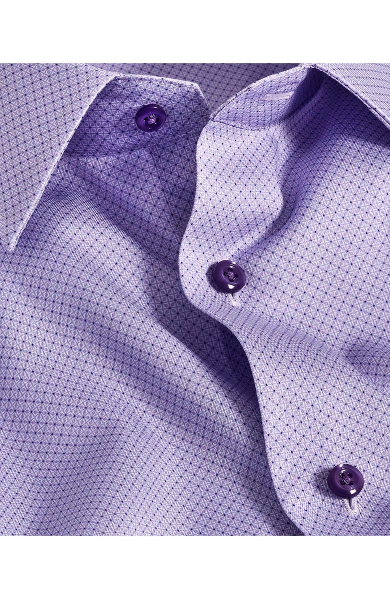 David Donahue Trim Fit Micro Geometric Print Dress Shirt, Alternate, color, Lilac