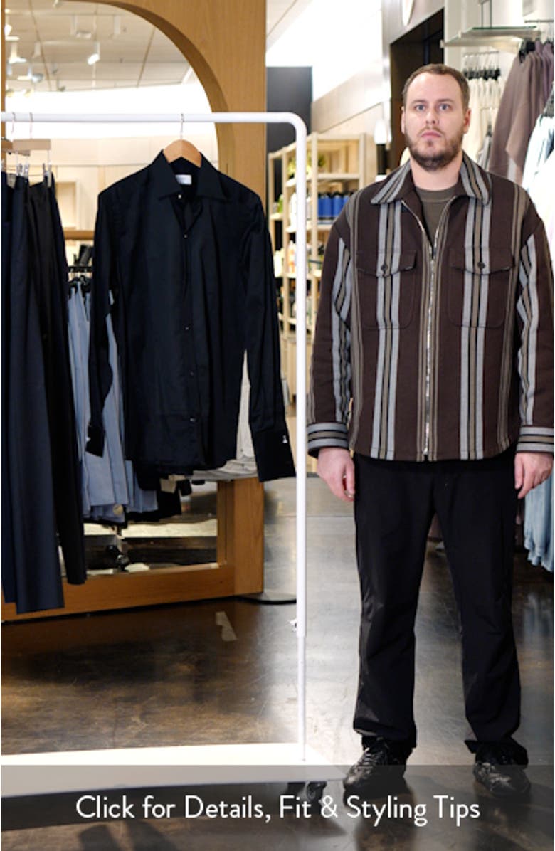 Contemporary Fit Striped Bib Tuxedo Shirt, sales video thumbnail