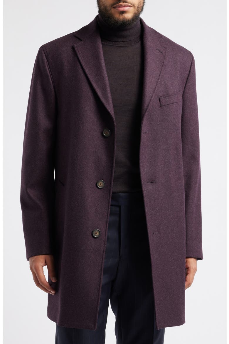 Delroy Wool Topcoat with Removable Bib, Alternate, color, BURGUNDY