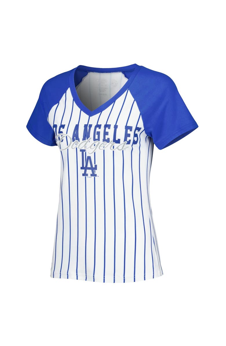 CONCEPTS SPORT Women's Concepts Sport White Los Angeles Dodgers Reel Pinstripe Top, Alternate, color,