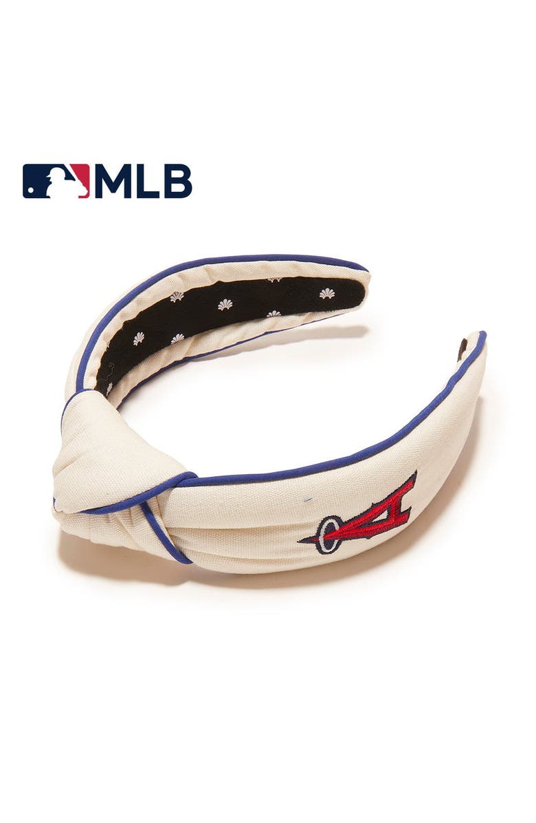 Lele Sadoughi MLB Los Angeles Angels Embroidered Headband, Main, color, Ivory 100