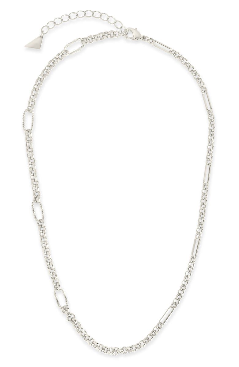 Sterling Forever Leisel Station Chain Necklace, Alternate, color, Silver