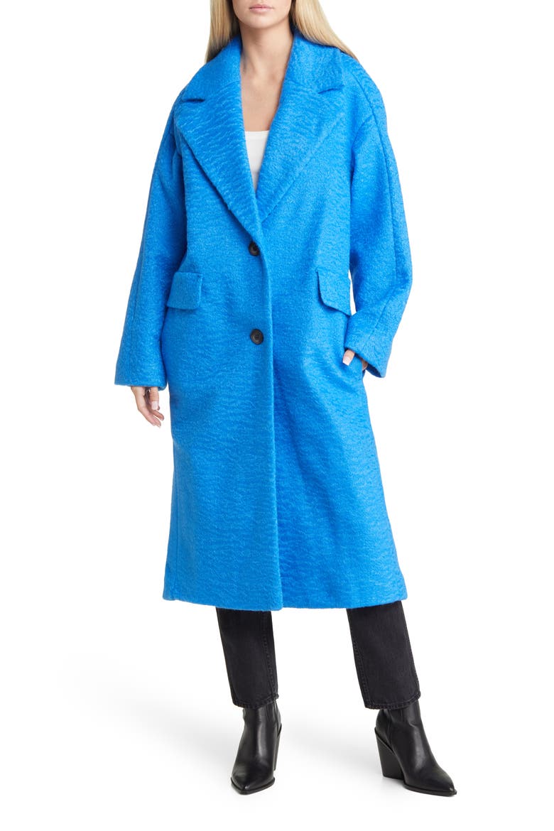 Long Brushed Coat, Alternate, color, MID BLUE