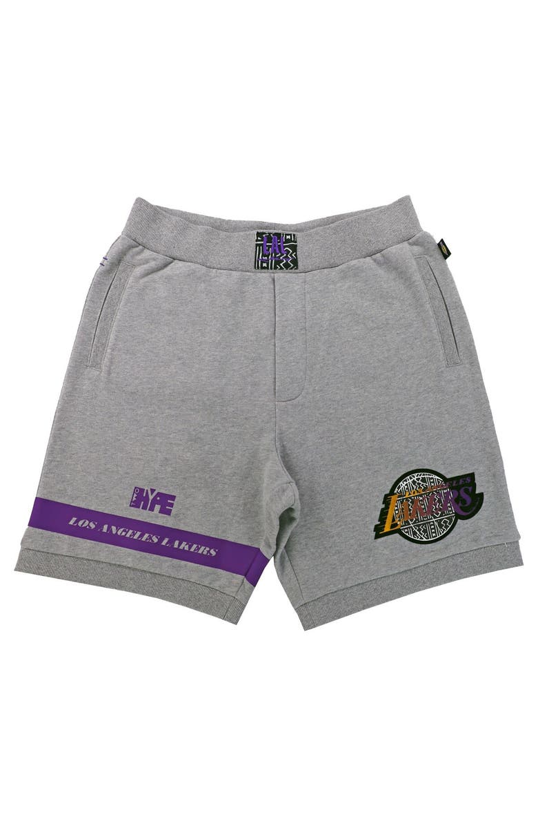 Two Hype Unisex NBA x Two Hype  Heather Gray Los Angeles Lakers Culture & Hoops Premium Classic Fleece Shorts, Alternate, color, 