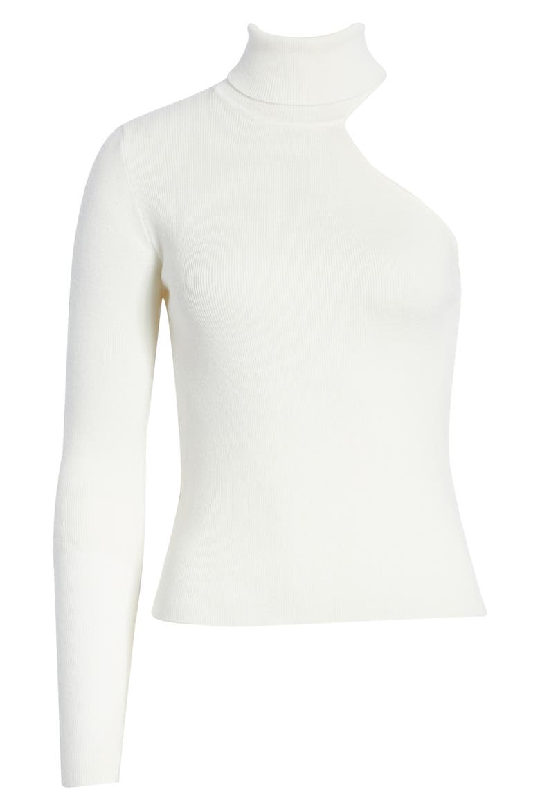 One-Shoulder Knit Turtleneck, Alternate, color, IVORY