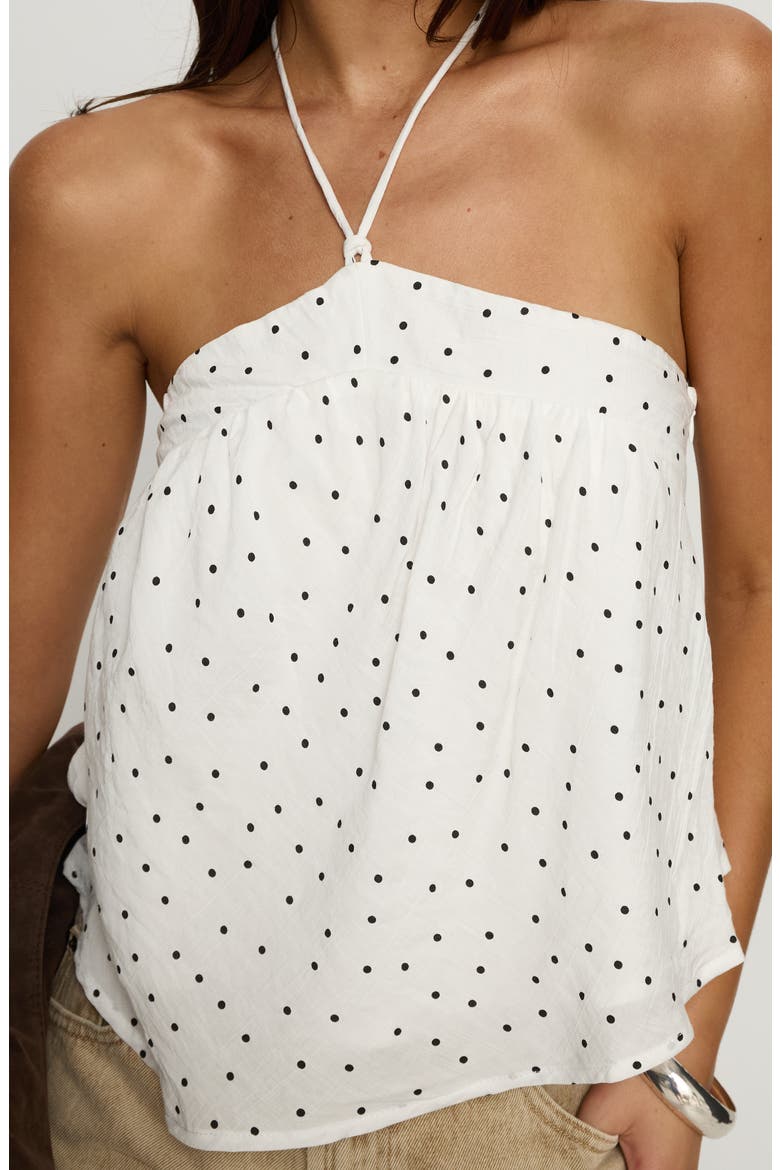 Moonlit Polka Dot Halter Top, Alternate, color, WHITE POLKA