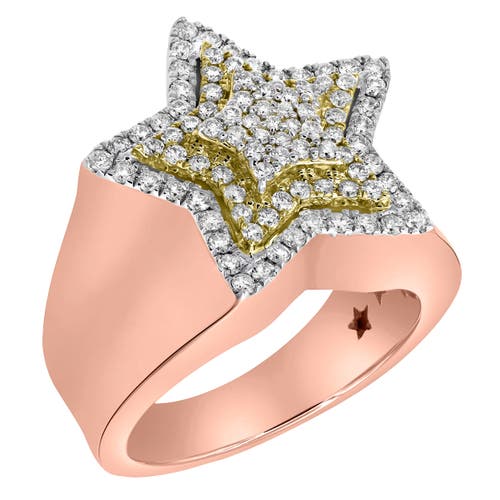 Luvmyjewelry Star Studded Bling 14k Rose Gold Two Tone Star Ring In 14k Rose Gold