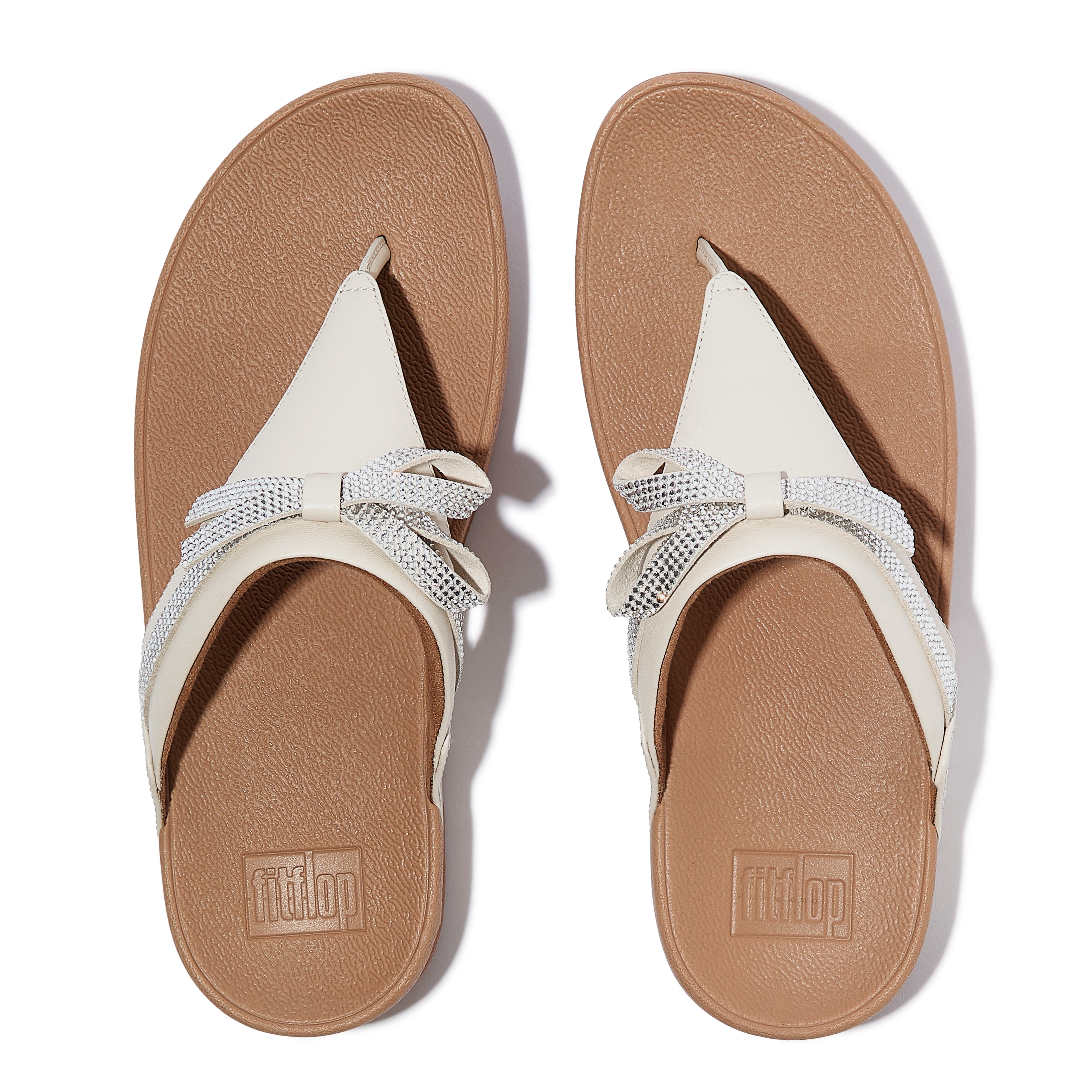 Lulu Glitz Bow Leather Toe Post Sandals, Alternate, color, Paris Beige
