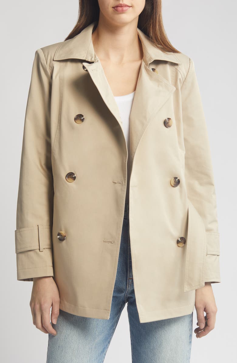 Sam Edelman Belted Trench Coat, Alternate, color, Birch
