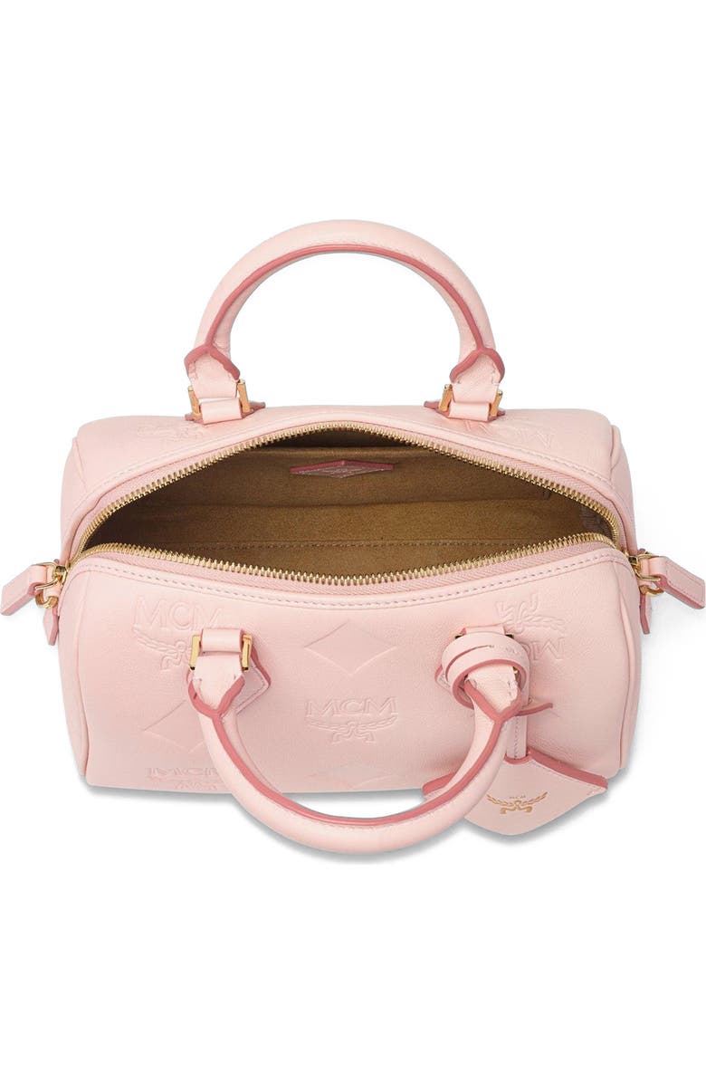 MCM Small Ella Boston Bag in Maxi Monogram Leather, Alternate, color, Lotus Pink