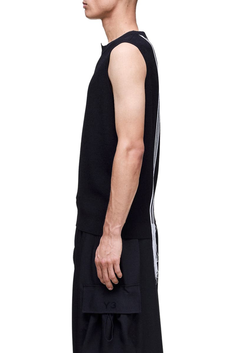 Y-3 GFX 3-Stripes Decconstructed Sweater Vest, Alternate, color, Black