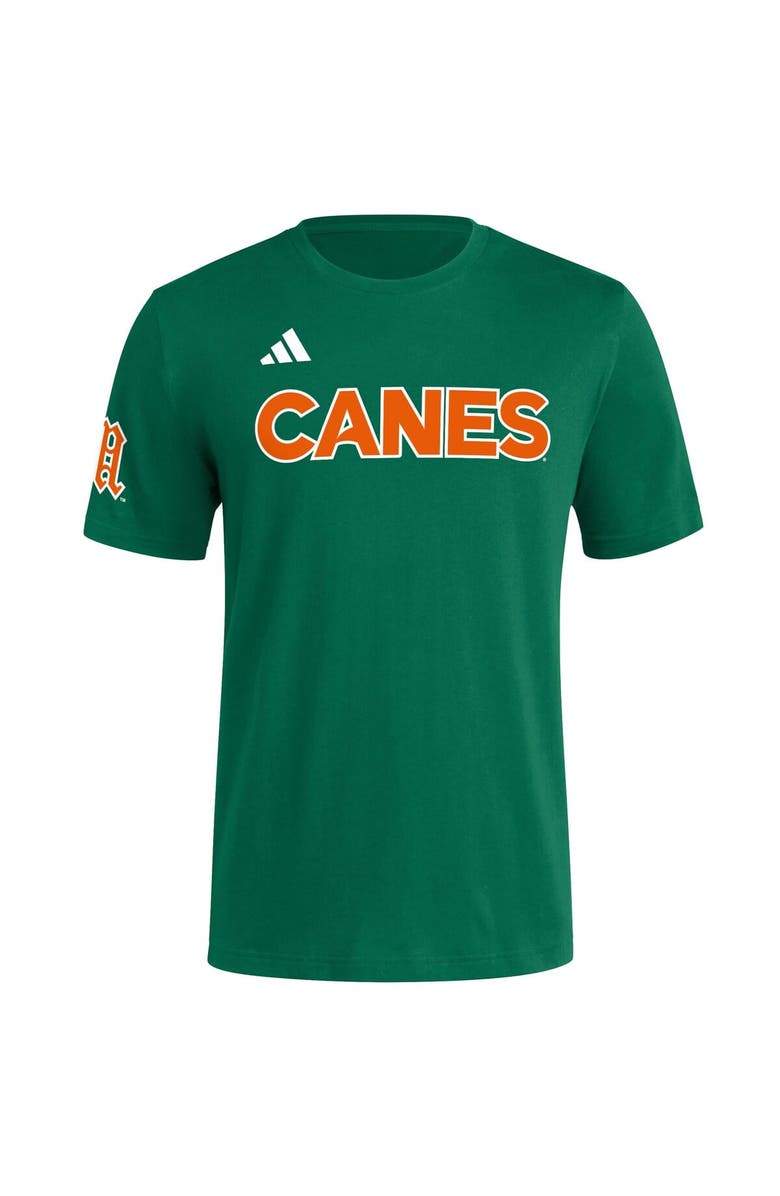adidas Men's adidas  Green Miami Hurricanes Fresh Wordmark T-Shirt, Alternate, color, 