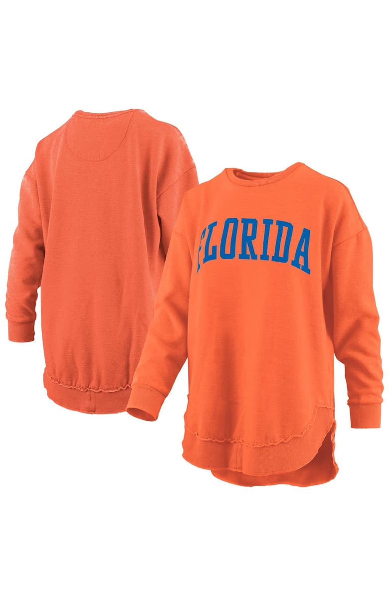 PRESSBOX Women's Pressbox Orange Florida Gators Melange Poncho Vintage Fleece Long Sleeve Pullover Sweatshirt, Alternate, color, Orange