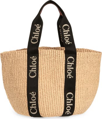 Large Woody Straw Basket Tote