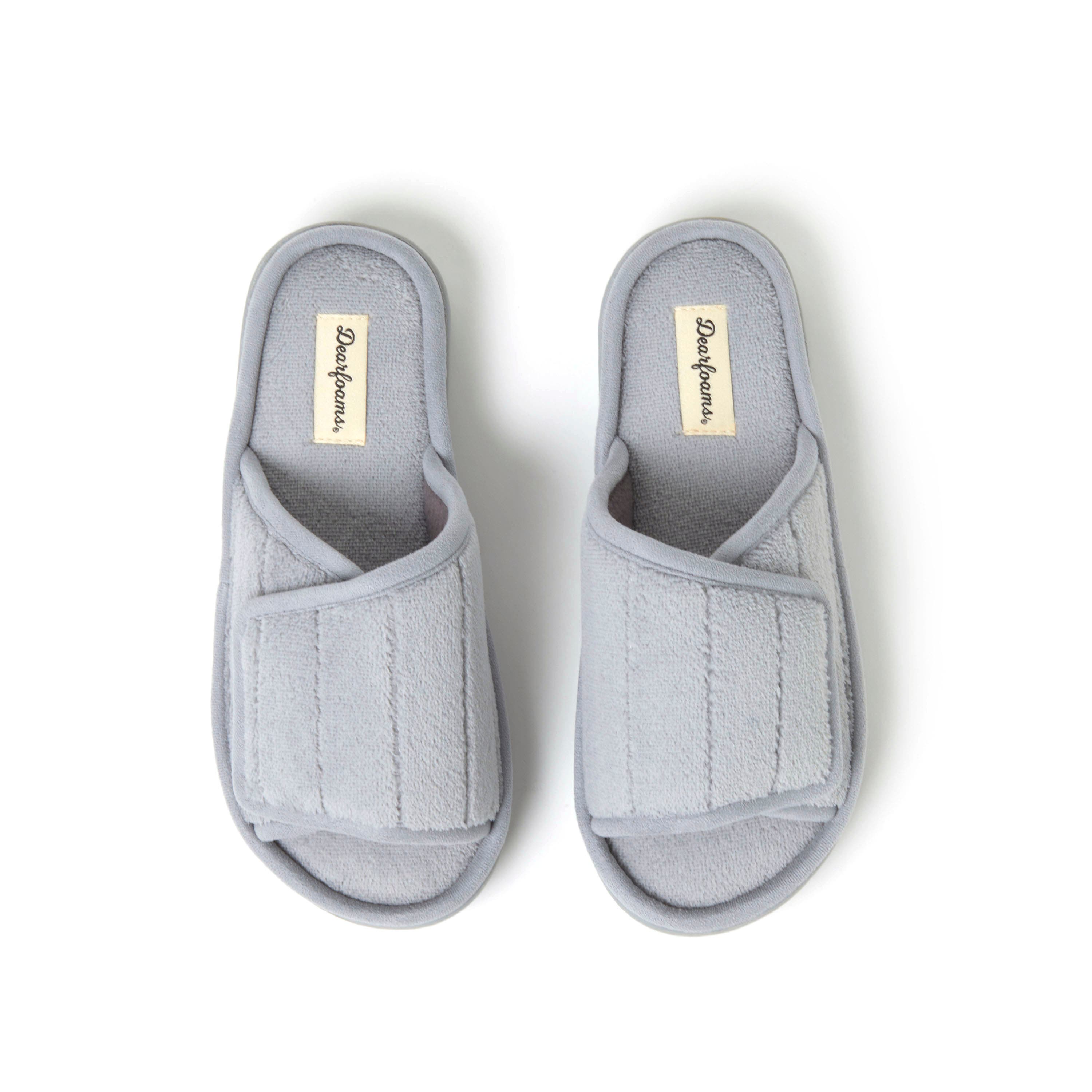 DEARFOAMS Mickey Terry Adjustable Shower Slide Slipper, Alternate, color, Sleet