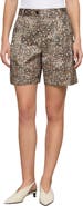 Lafayette 148 New York Park Leopard Print Twill Wide Leg Shorts