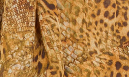 L Agence L'agence Pixie Drawstring Blouse In Gold Multi Mix Animal